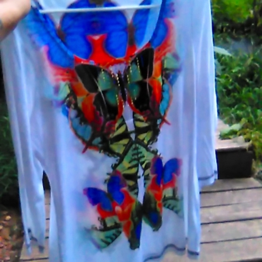 Women's white multicolor blouse, Brand, "One World" Size L
